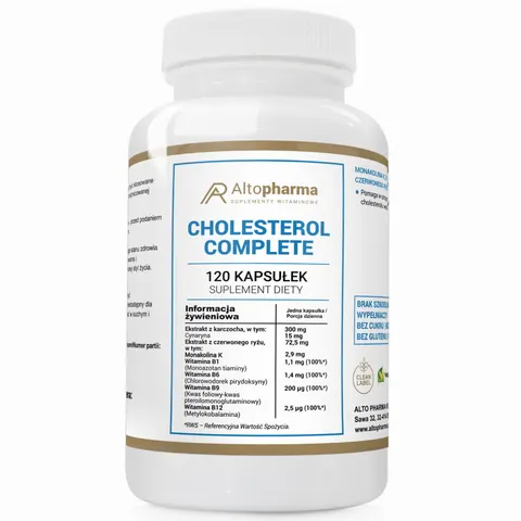 CHOLESTEROL COMPLETE MONAKOLINA K B1 B6 B9 B12 PRODUKT WEGE - Altopharma - 120 kapsułek