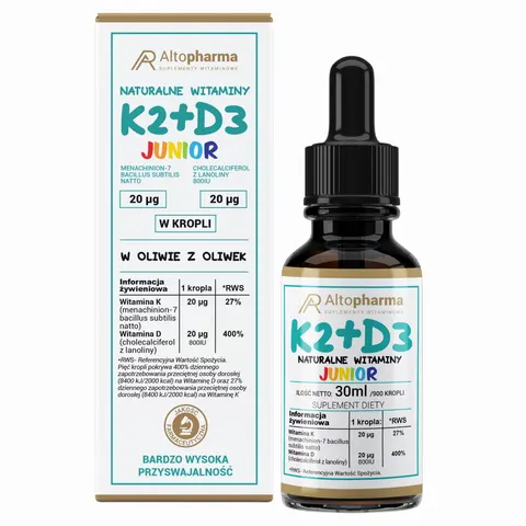 Altopharma - NATURALNA WITAMINA K2 MK-7 + D3 JUNIOR DLA DZIECI KROPLE 30ml