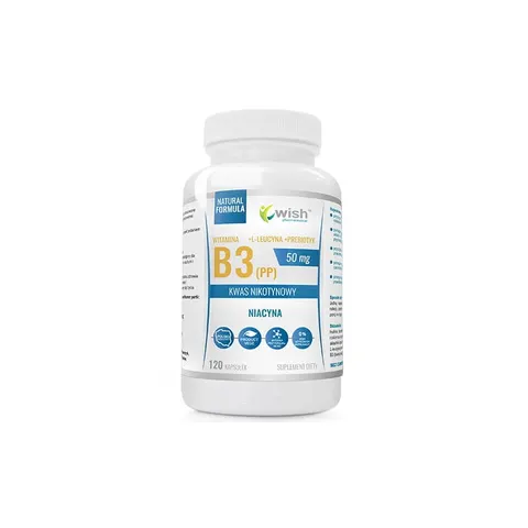 Wish Pharmaceutical - B3 50mg Niacyna (PP) 120 kapsułek