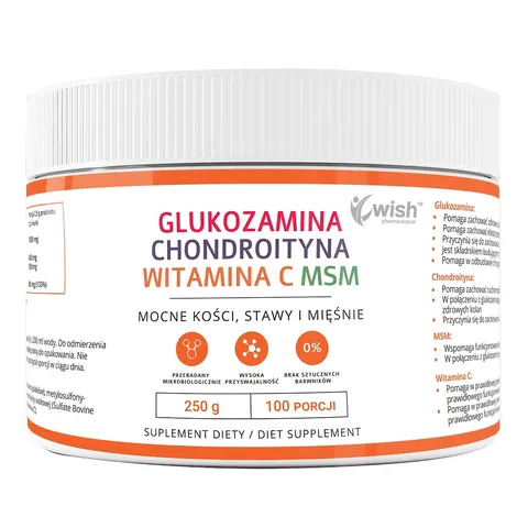 Wish Pharmaceutical - GLUKOZAMINA + CHONDROITYNA + MSM + WITAMINA C 250g