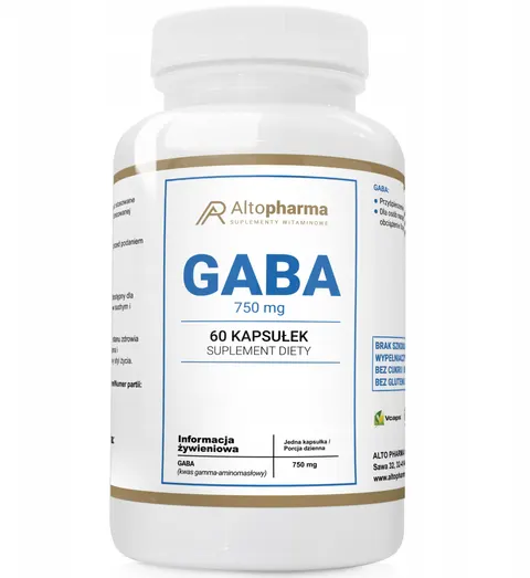 AltoPharma - GABA Gamma Aminobutyric Acid 750mg - 60 kapsułek - Vege