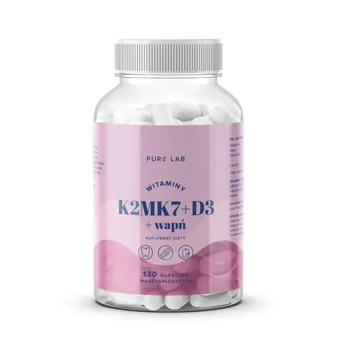 Aura Herbals - Pure Lab Witaminy K2MK7 + D3 + Wapń kapsułki 130 szt.