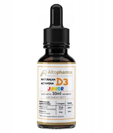 AltoPharma - Witamina D3 Junior 800IU Dla Dzieci 900 kropli- 30 ml