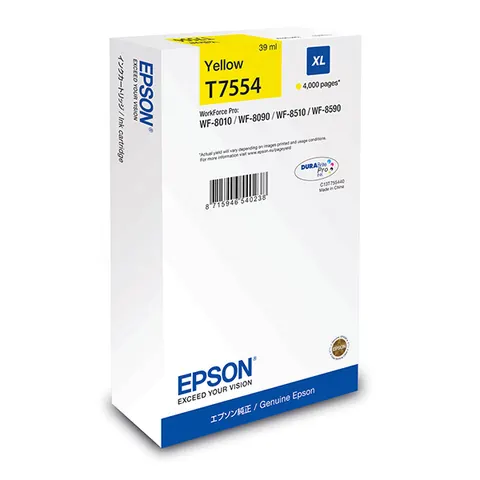 Tusz EPSON T7554 - żółty, 39ml, 4000 stron, XL
