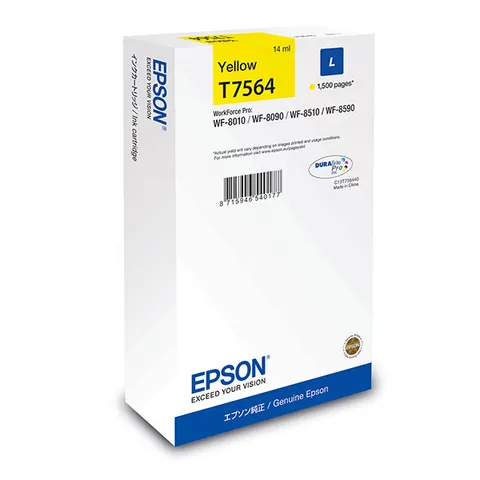 Tusz EPSON T7564 - żółty, 14ml, 1500 stron