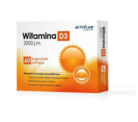 Activlab - Witamina D3 2000 j.m. - kartonik 5 bl. po 15 kaps.