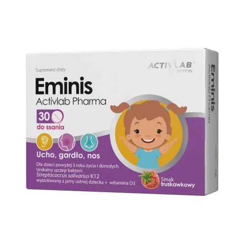 Activlab - Eminis tabletki do ssania - truskawka - 2 bl. po 15 tabl.