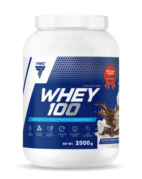 TREC - Odżywka białkowa - WHEY 100 JAR CHOCOLATE - COCONUT FLAVOUR - Białko 2000g