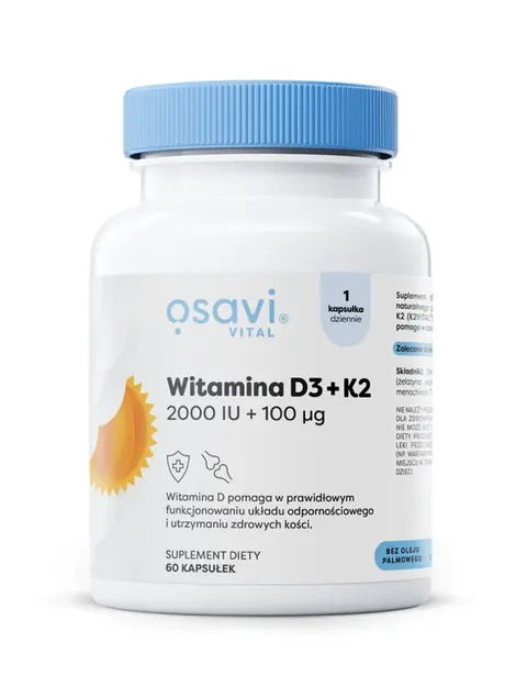 Osavi - Witamina D3 + K2, 2000IU + 100mcg - 60 kaps.