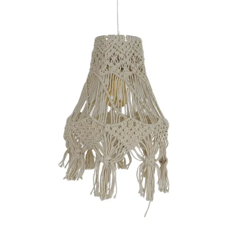 Lampa wisząca MAKRAMA 2L krem ecru boho żyrandol