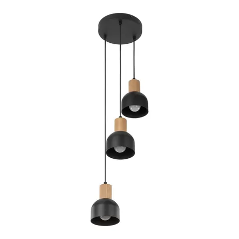 CAIRO LAMPA WISZĄCA 3 PŁ Czarna/Drewno
