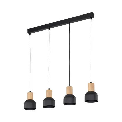 CAIRO LAMPA WISZĄCA 4 PŁ Czarna/Drewno