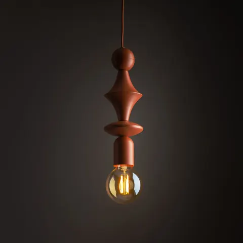 Lampa wisząca TOWER BRICK naturalne drewno ceglasta 1xE27