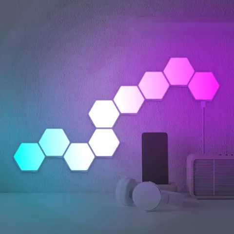 Lampa ścienna hexagon plastry miodu gamingowa MAYA RGB pilot