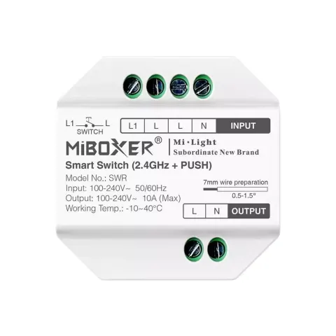 MiBoxer przekaźnik on/off 2400W 230V RF 2,4GHz + PUSH SWR
