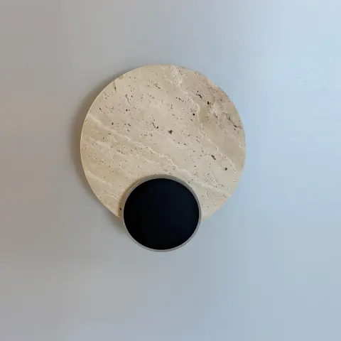 Kinkiet LED okrągły trawertyn naturalny ECLIPSE WALL 10W 3000K