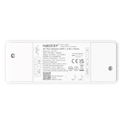 MiBoxer przekaźnik on/off ze ściemniaczem triak 500W 230V WiFi + RF 2,4GHz + PUSH DIM TRI-PW