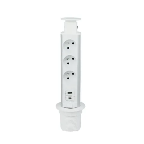 Gniazdo meblowe wysuwane LIFT BOX 3x230V + 1xUSB-A + 1xUSB-C białe