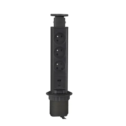 Gniazdo meblowe wysuwane LIFT BOX 3x230V + 1xUSB-A + 1xUSB-C czarne