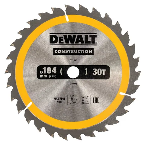 Dewalt Tarcza tnąca do drewna 184x16mm 30T DT1940