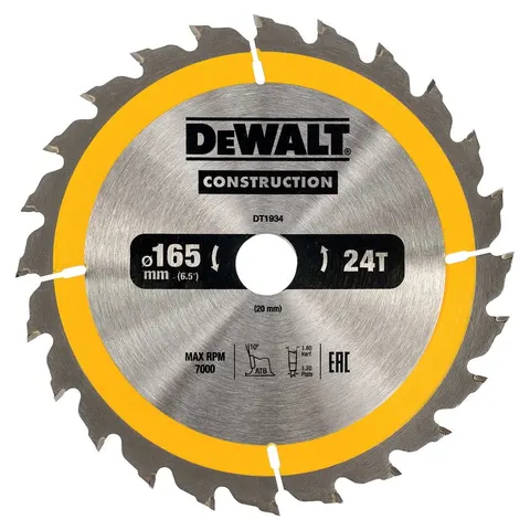 Dewalt Tarcza tnąca do drewna 165x20mm 24T DT1934