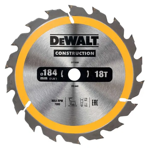 Dewalt Tarcza tnąca do drewna 184x16mm 18T DT1938