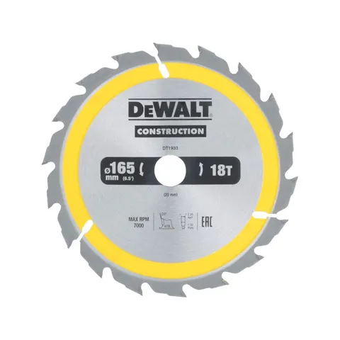 Dewalt Tarcza tnąca do drewna 165x20mm 18T DT1933