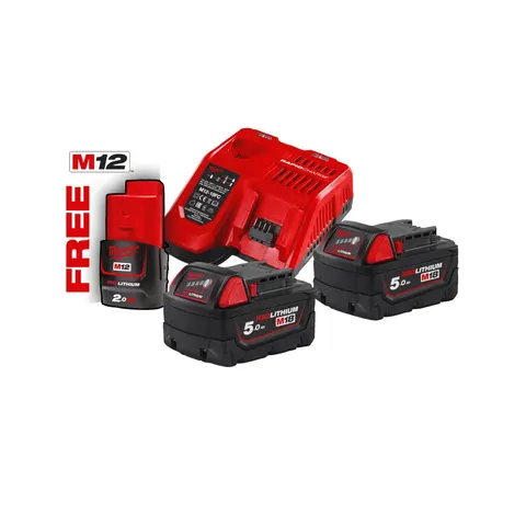 Milwaukee 2 akumulatory 5Ah +Ładowarka M18 NRG-502 4933459217