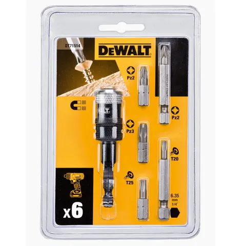 DEWALT DT71514 Bity końcówki 6szt PZ TORX + UCHWYT