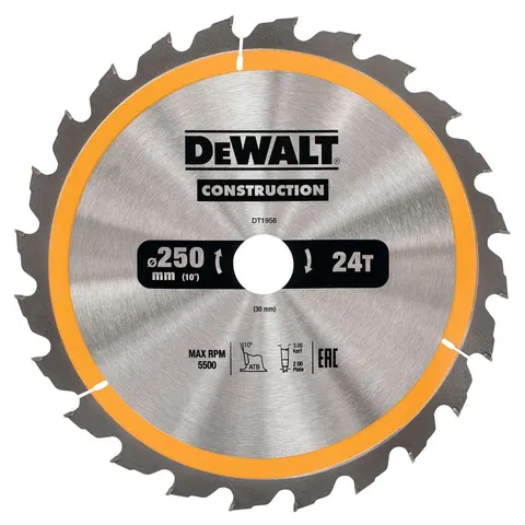 Dewalt DT1956 Tarcza piła do drewna 250x30mm 24Z