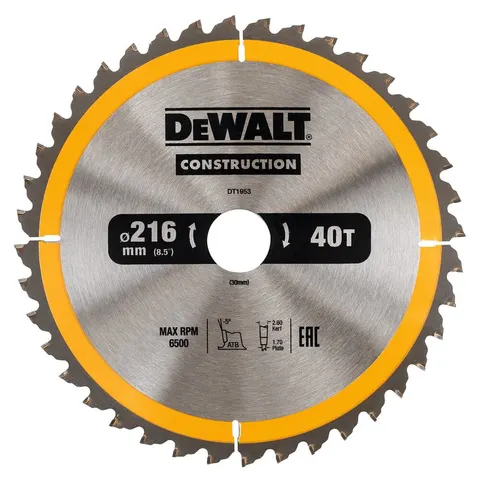 Dewalt DT1953 Tarcza piła do drewna 216x30mm 40Z