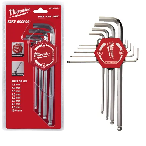 Milwaukee Zestaw Kluczy Imbusowych HEX 9 szt. 4932478621