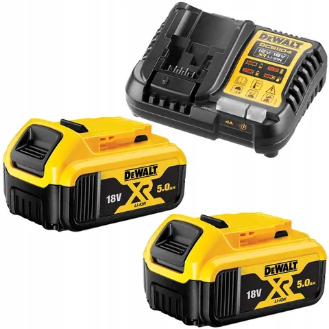 DeWALT ZESTAW DWÓCH AKUMULATORÓW 18V XR 5Ah Z ŁADOWARKĄ DCB1104P2