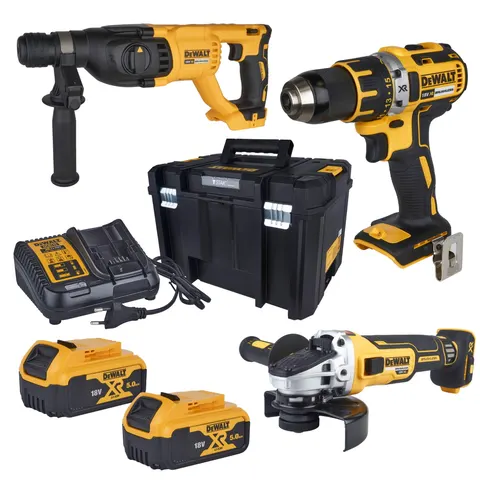 DeWalt Combo zestaw 3 narzędzi + ładowarka 2x5Ah 18V