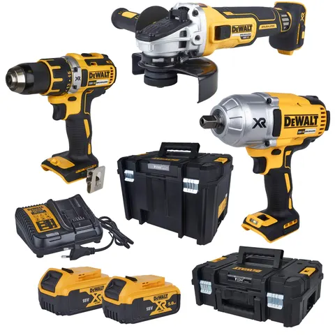 DeWalt Combo zestaw 3 narzędzi + ładowarka 2x5Ah 18V
