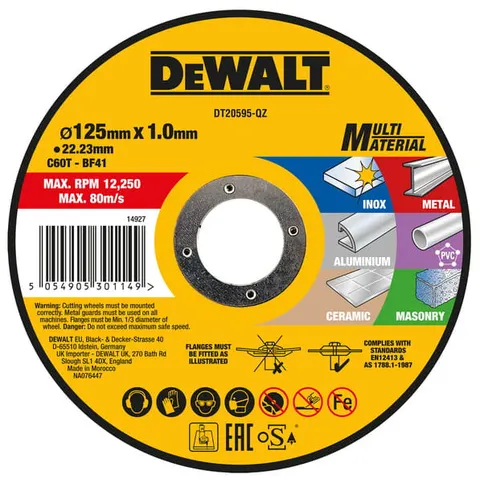Dewalt DT20595 Tarcza tnąca do różnych materiałów 125mm