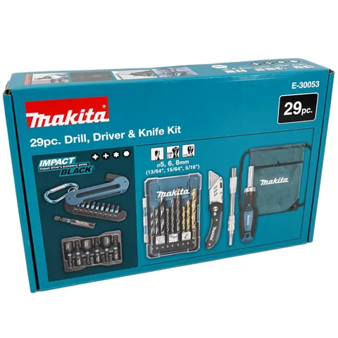 Makita E-30053 Zestaw akcesoriów bitów udarowych wierteł nasadek 29 el.