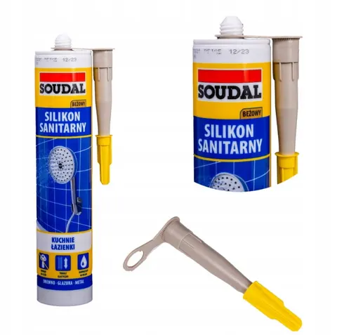 SOUDAL Silikon Uszczelniacz Sanitarny do Łazienki Kuchni BEŻOWY 280 ml
