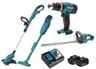 MAKITA ZESTAW NARZĘDZI 18V COMBO DLX4093 DUH523 DHP453 DUR181 2x3,0Ah