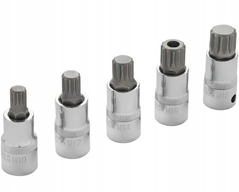 KLUCZE NASADOWE SPLINE XZN M10 M12 M14 M16 M18 5szt 1/2" CrV PIASTA VW