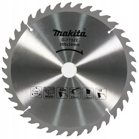 MAKITA TARCZA TNĄCA DO DREWNA DO MLT100 260x30mm 40Z D-77322