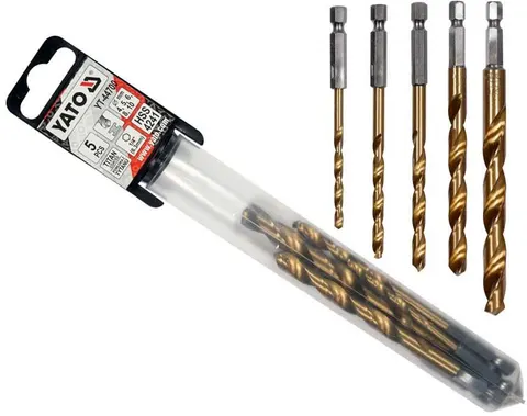 WIERTŁA DO METALU 4-10MM 5SZT UCHWYT HEX YATO
