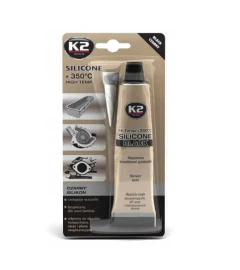 K2 Silikon czarny 85g +350C wysokotemperaturowy