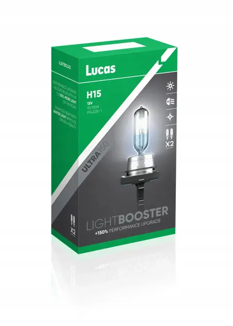 Żarówki LUCAS Light Booster Ultra +150% H15 12V 15/55W