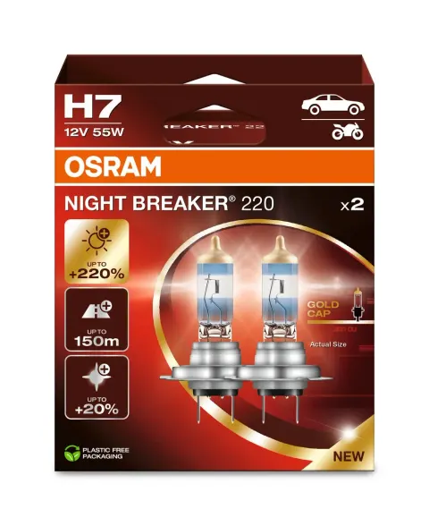 Osram żarówki samochodowe NIGHT BREAKER 220% H7