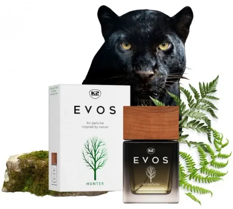 K2 EVOS HUNTER PERFUMY do samochodu 50ml Rodzina zapachu: PAPROCIOWA