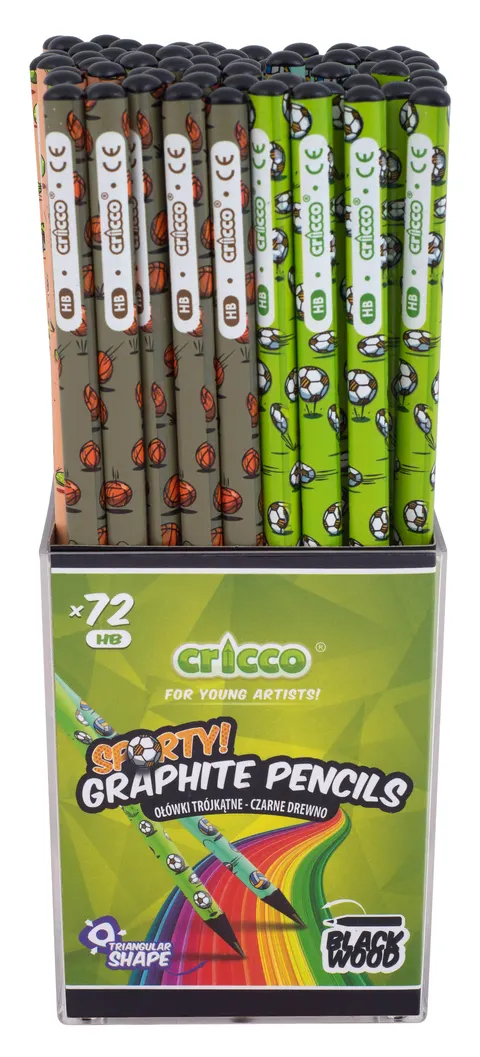 Ołówek Cricco trójkątny black wood HB sporty