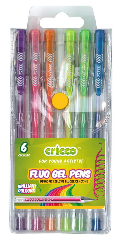 Długopisy żelowe fluorescencyjne CRICCO6-KOL. etui