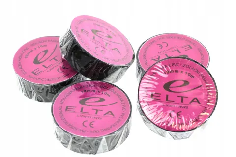 Taśma Izolacyjna Czarna 19mm 10m PVC Mocna 5 SZT.