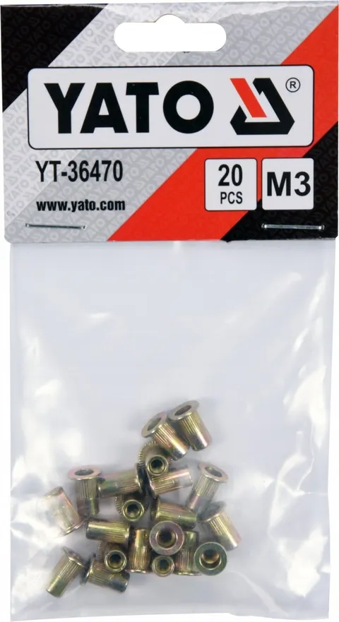 Nitonakrętki stalowe M3 20szt. Yato